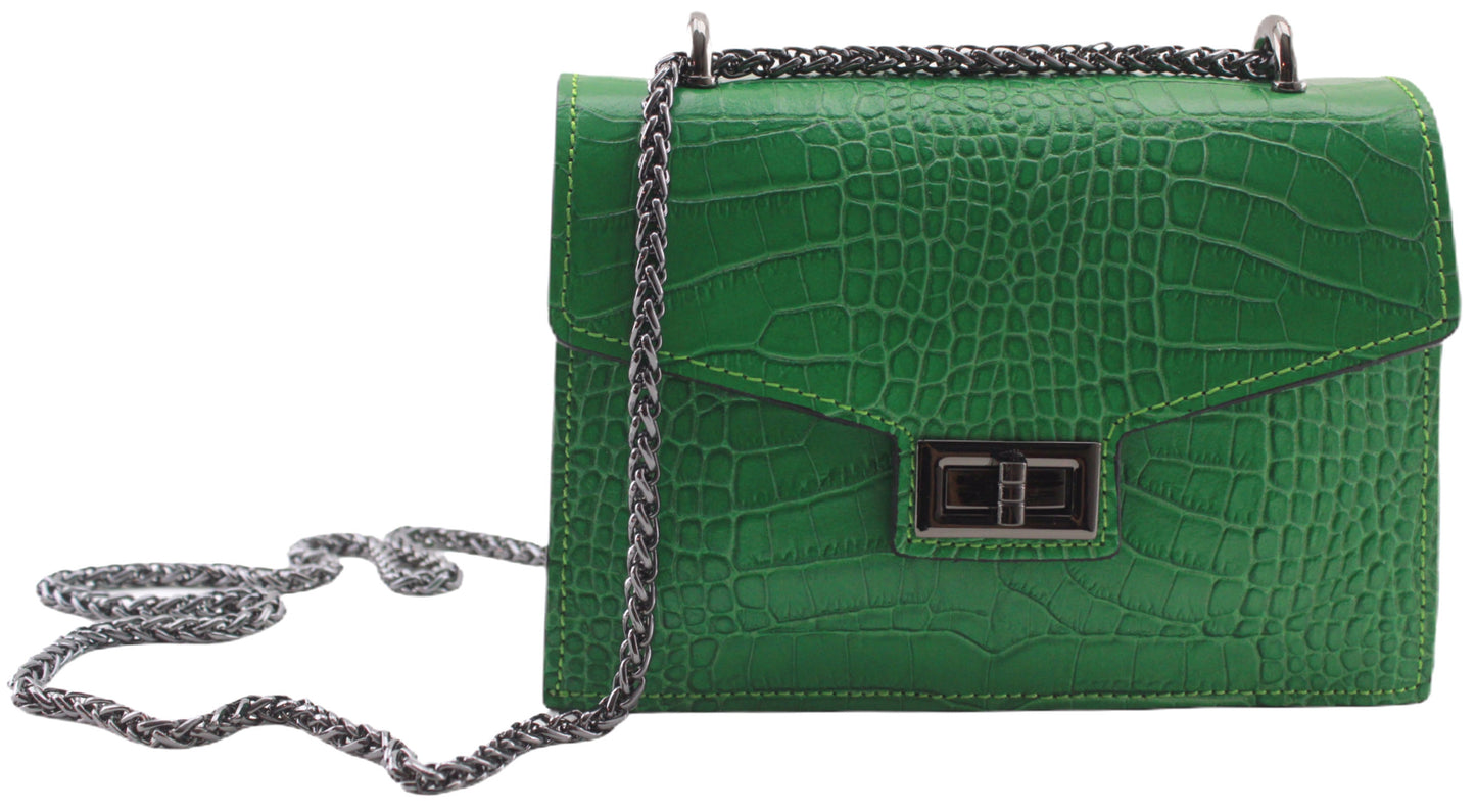 Sac bandoulière cuir imprimé croco femme Alexandrine - Valencia Paris