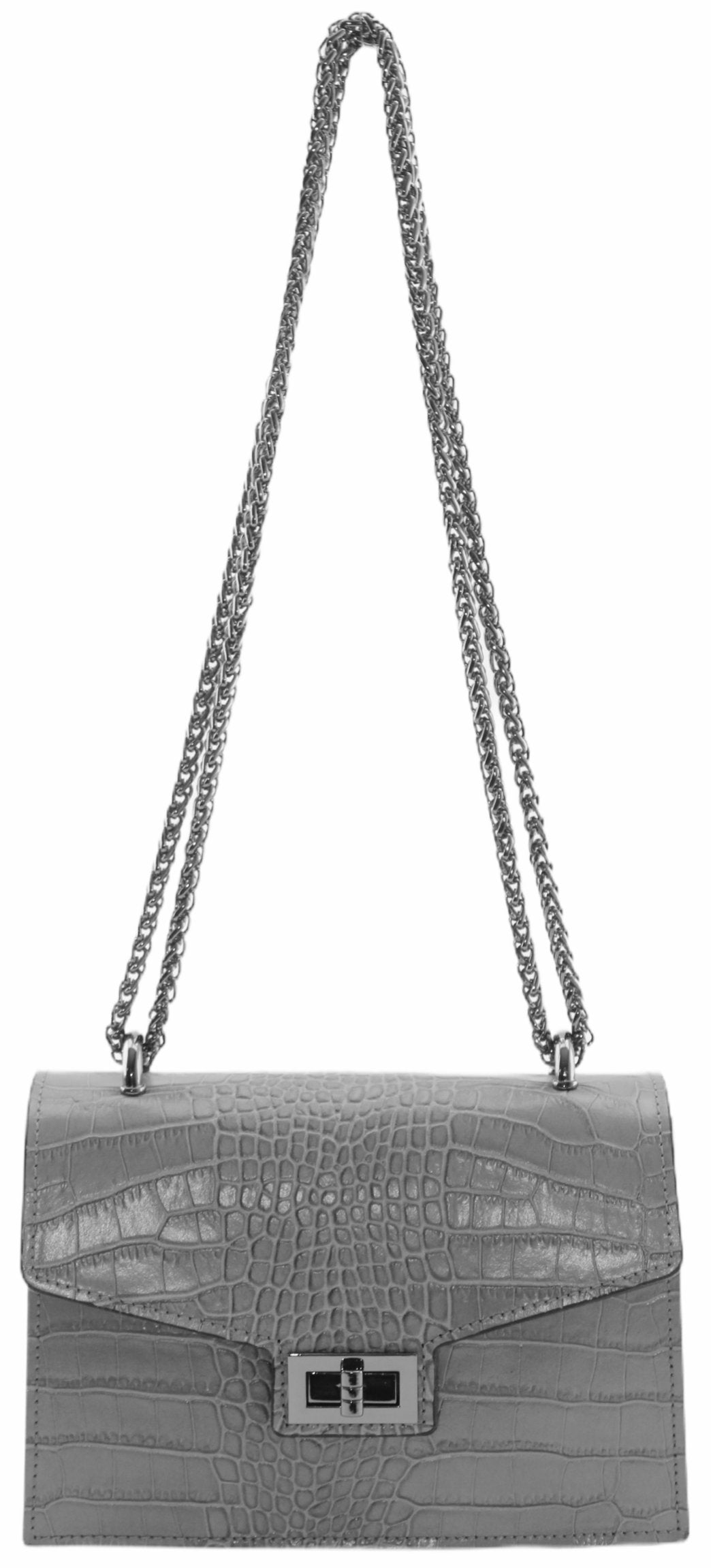 Sac bandoulière cuir imprimé croco femme Alexandrine - Valencia Paris