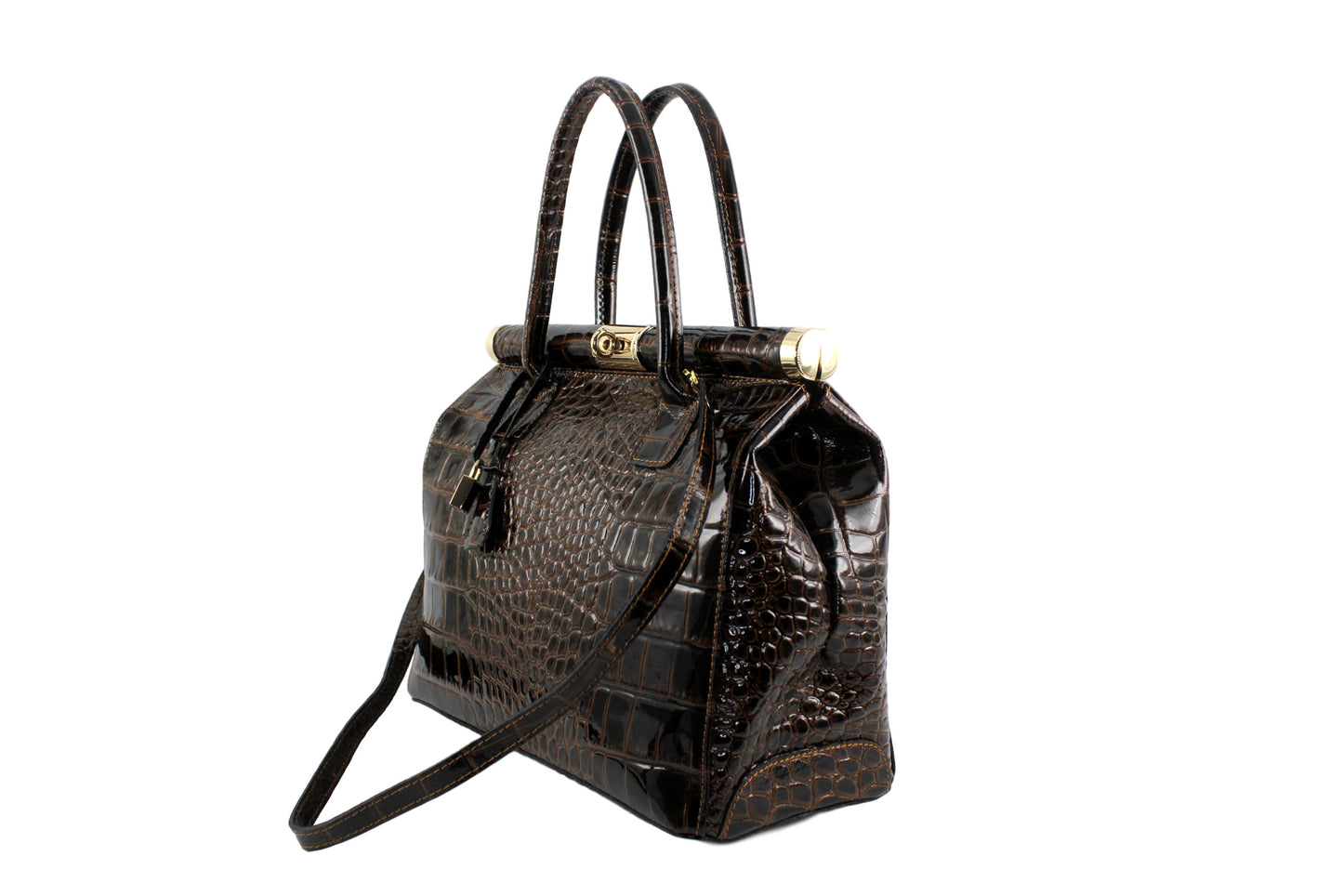 Sac à main en cuir imprimé croco Rafaëlle - Valencia Paris