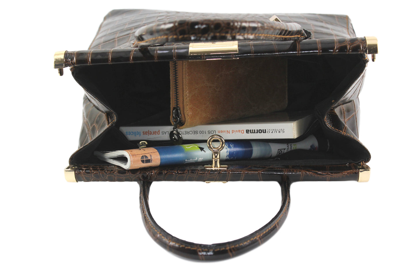 Sac à main en cuir imprimé croco Rafaëlle - Valencia Paris