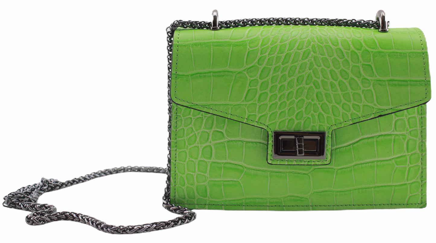 Sac bandoulière cuir imprimé croco femme Alexandrine - Valencia Paris