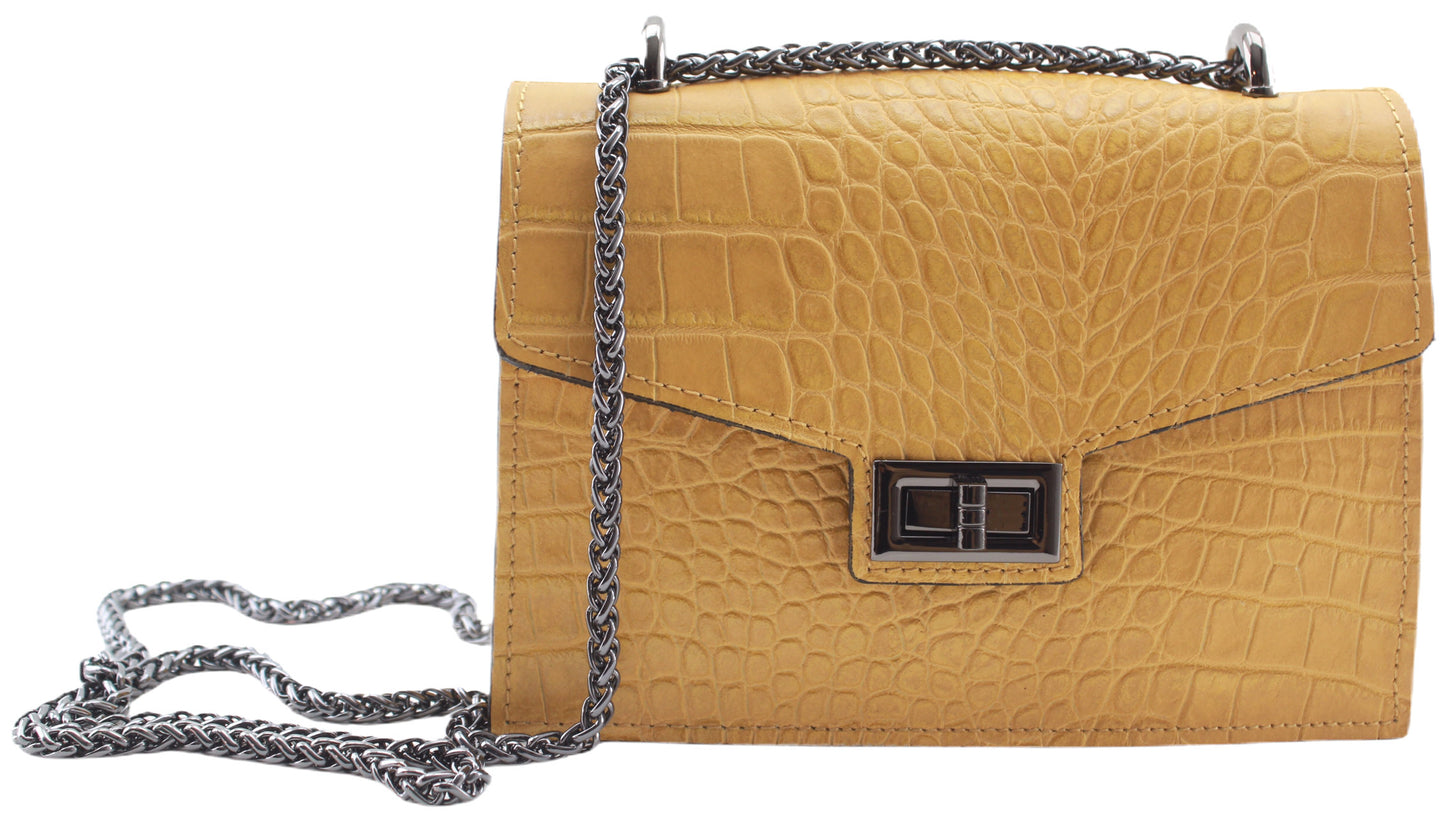 Sac bandoulière cuir imprimé croco femme Alexandrine - Valencia Paris