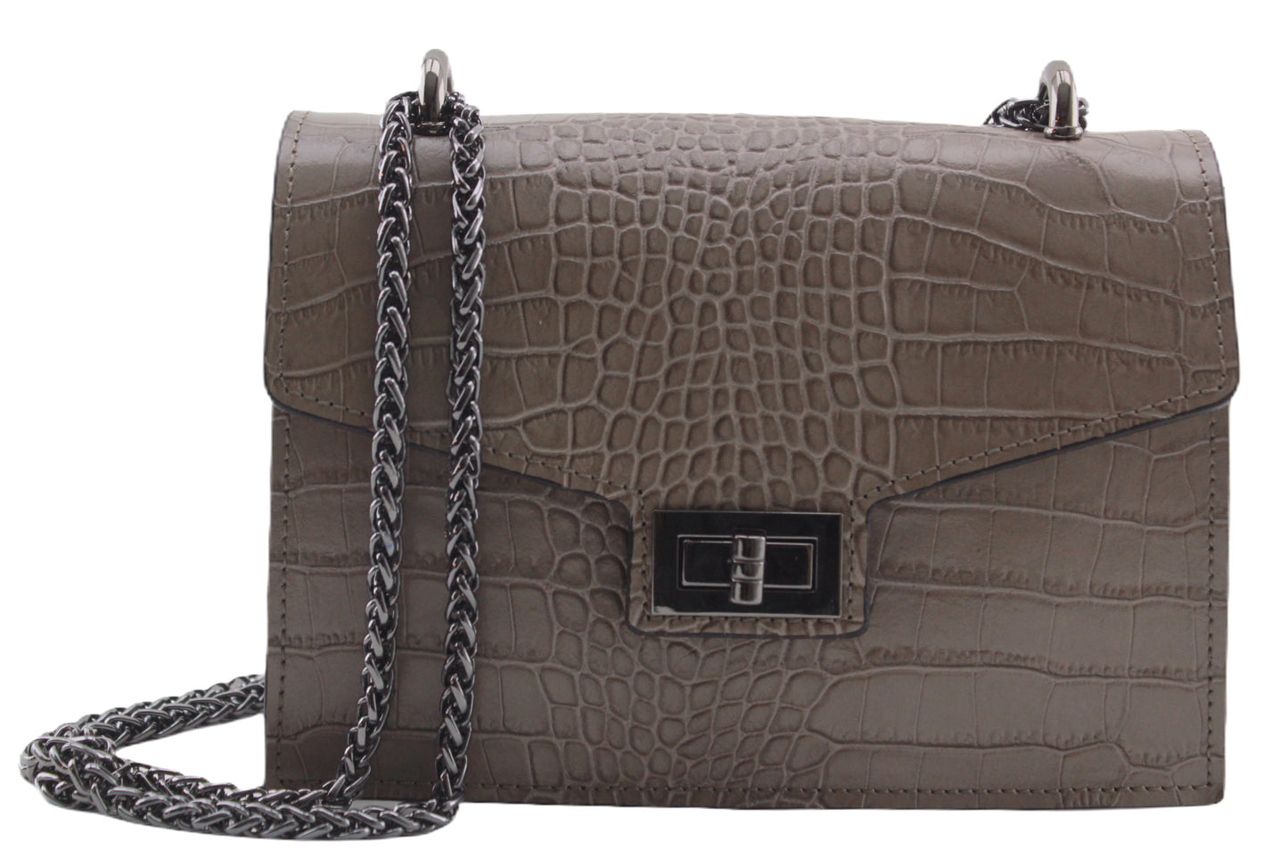 Sac bandoulière cuir imprimé croco femme Alexandrine - Valencia Paris