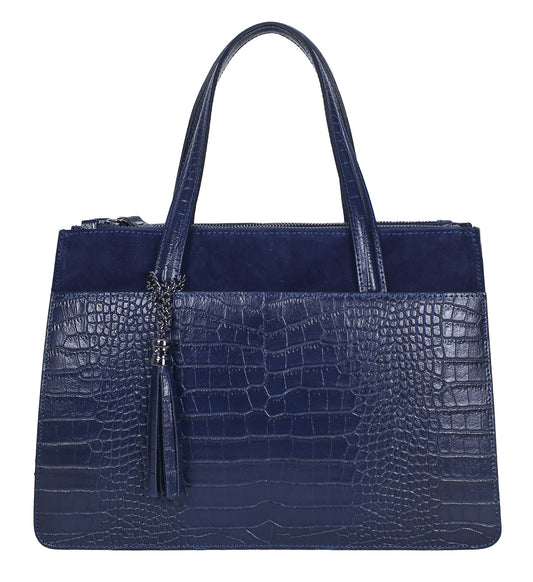 Sac à main cuir bi-matières Malte - VALENCIA PARIS