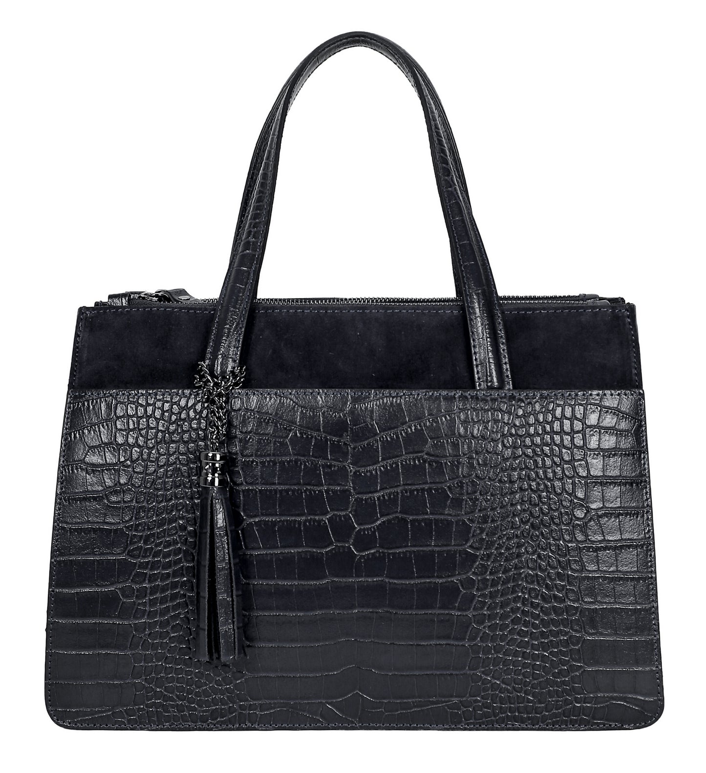 Sac à main cuir bi-matières Malte - VALENCIA PARIS