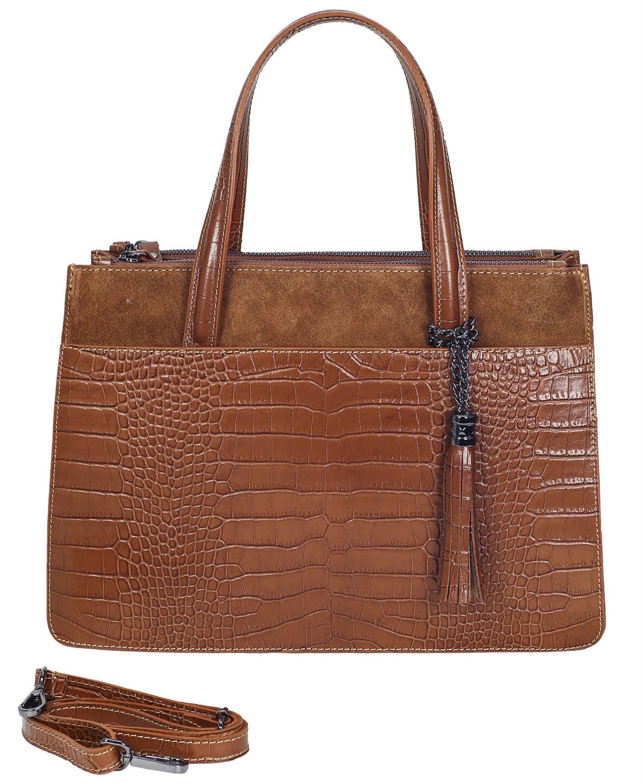 Sac à main cuir bi-matières Malte - VALENCIA PARIS