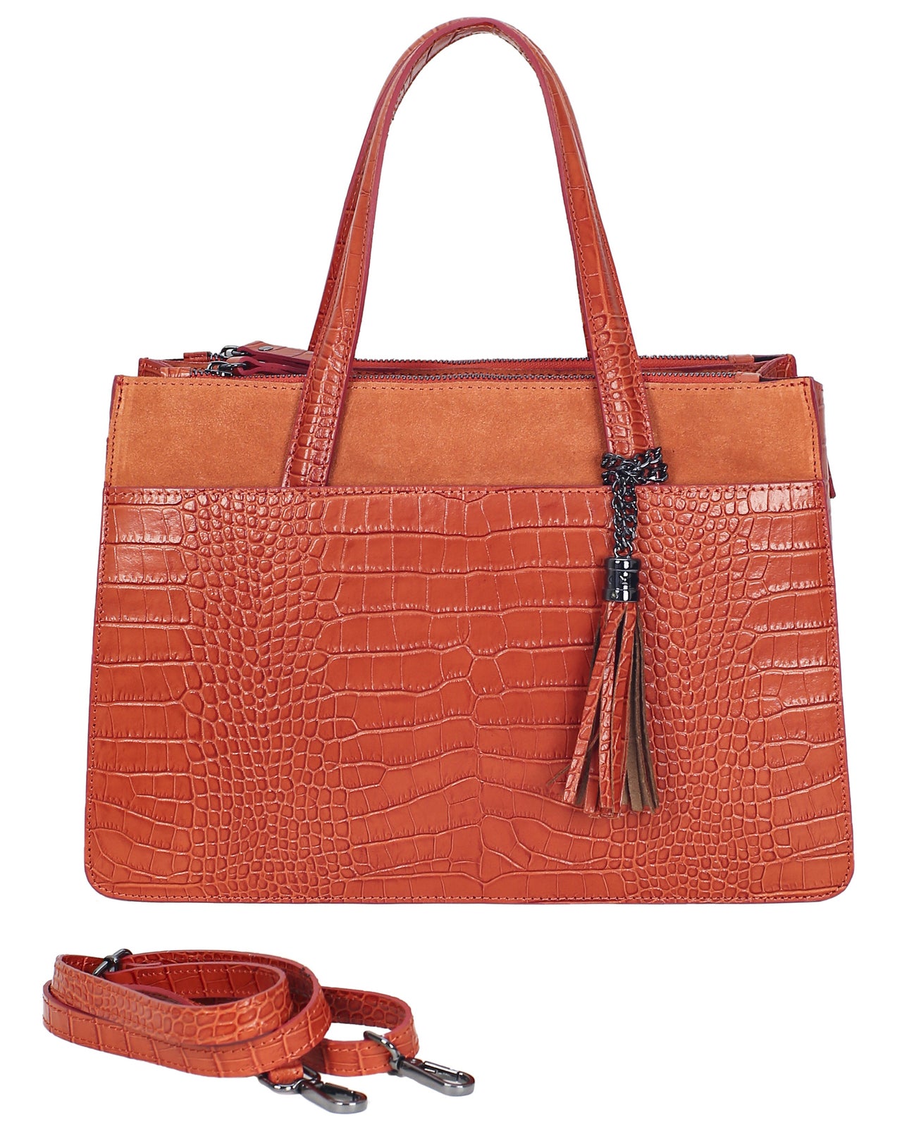 Sac à main cuir bi-matières Malte - VALENCIA PARIS