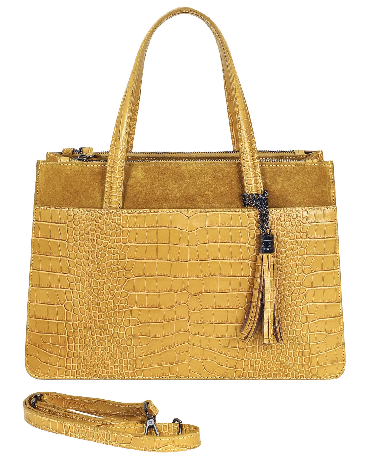 Sac à main cuir bi-matières Malte - VALENCIA PARIS