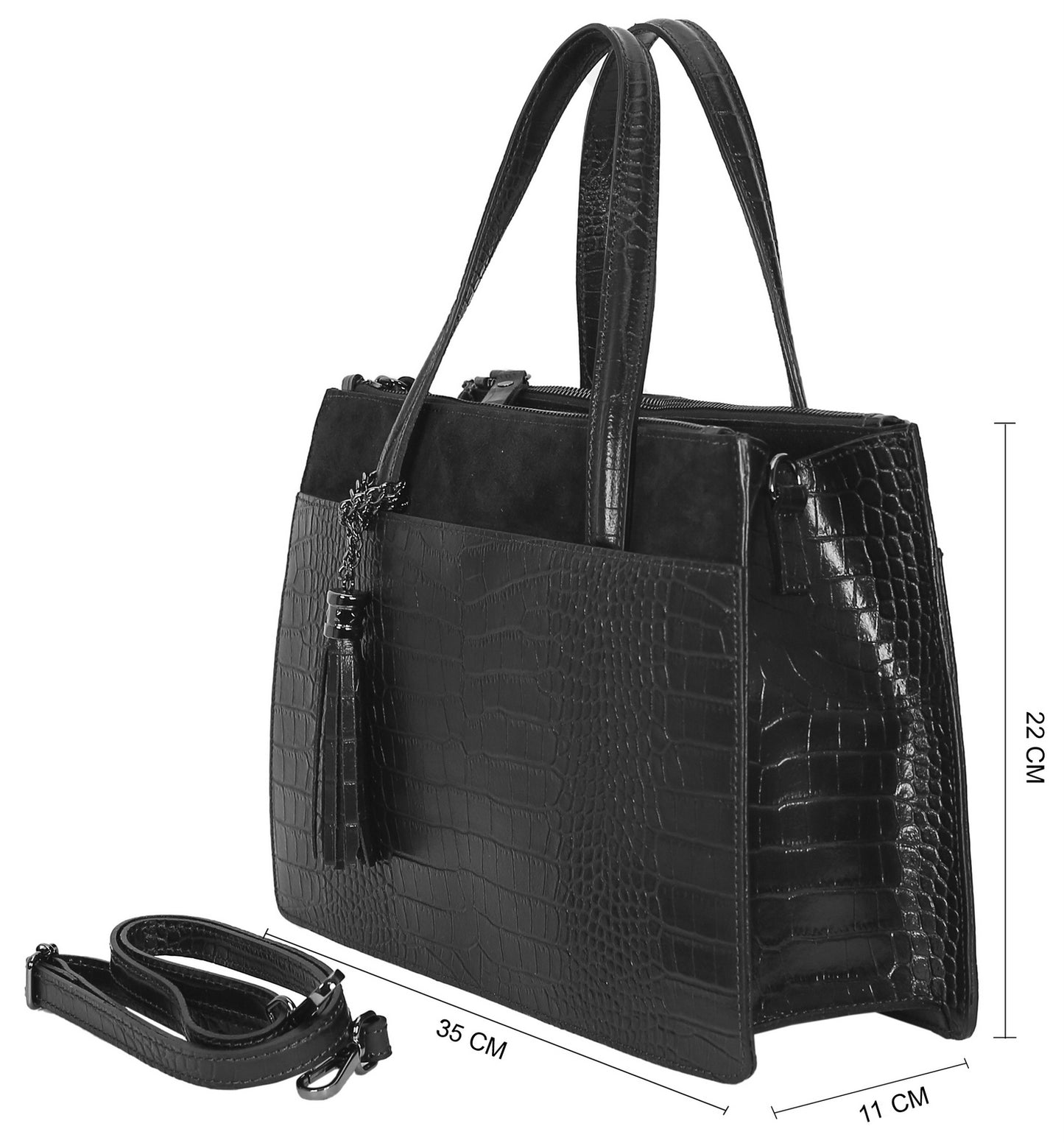 Sac à main cuir bi-matières Malte - VALENCIA PARIS