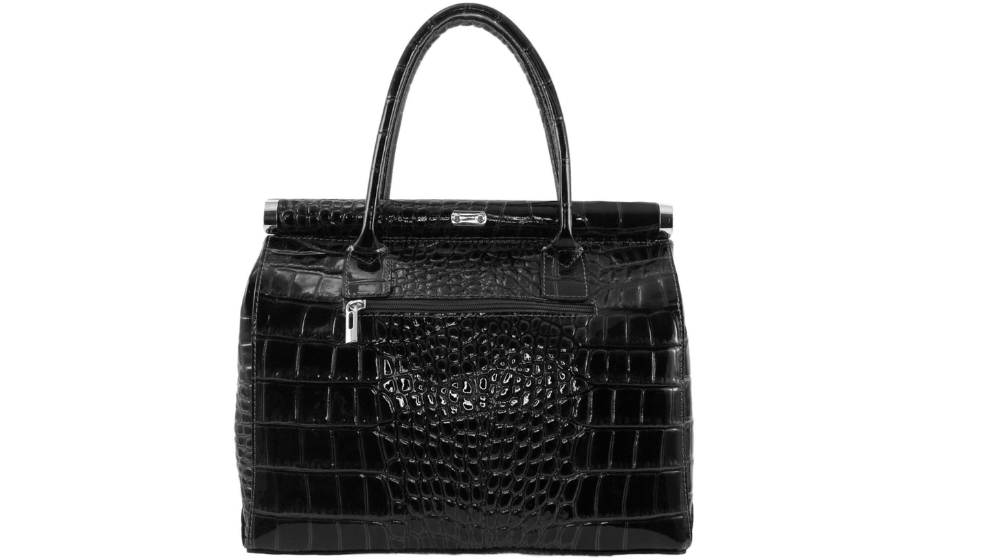 Sac à main en cuir imprimé croco Rafaëlle - Valencia Paris