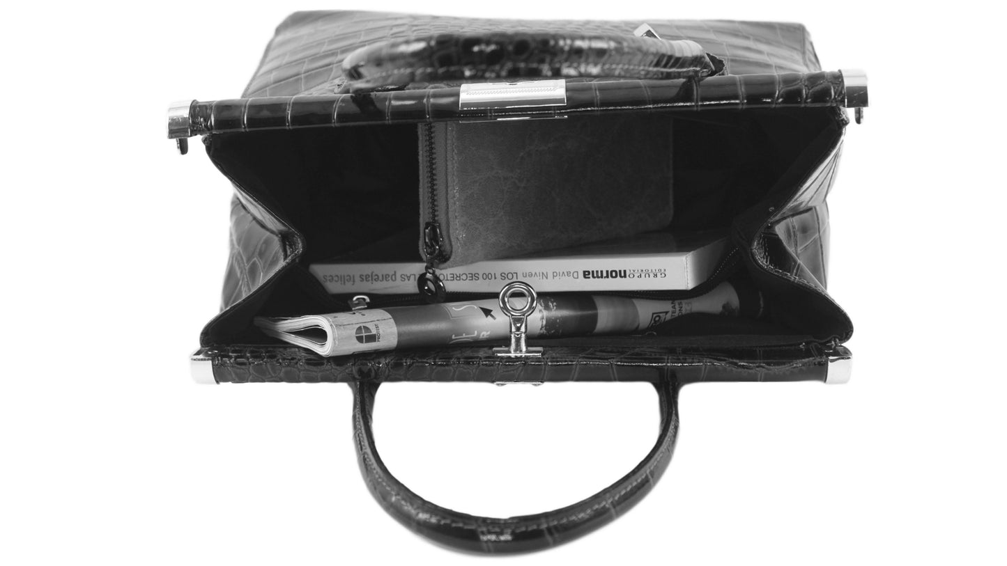 Sac à main en cuir imprimé croco Rafaëlle - Valencia Paris