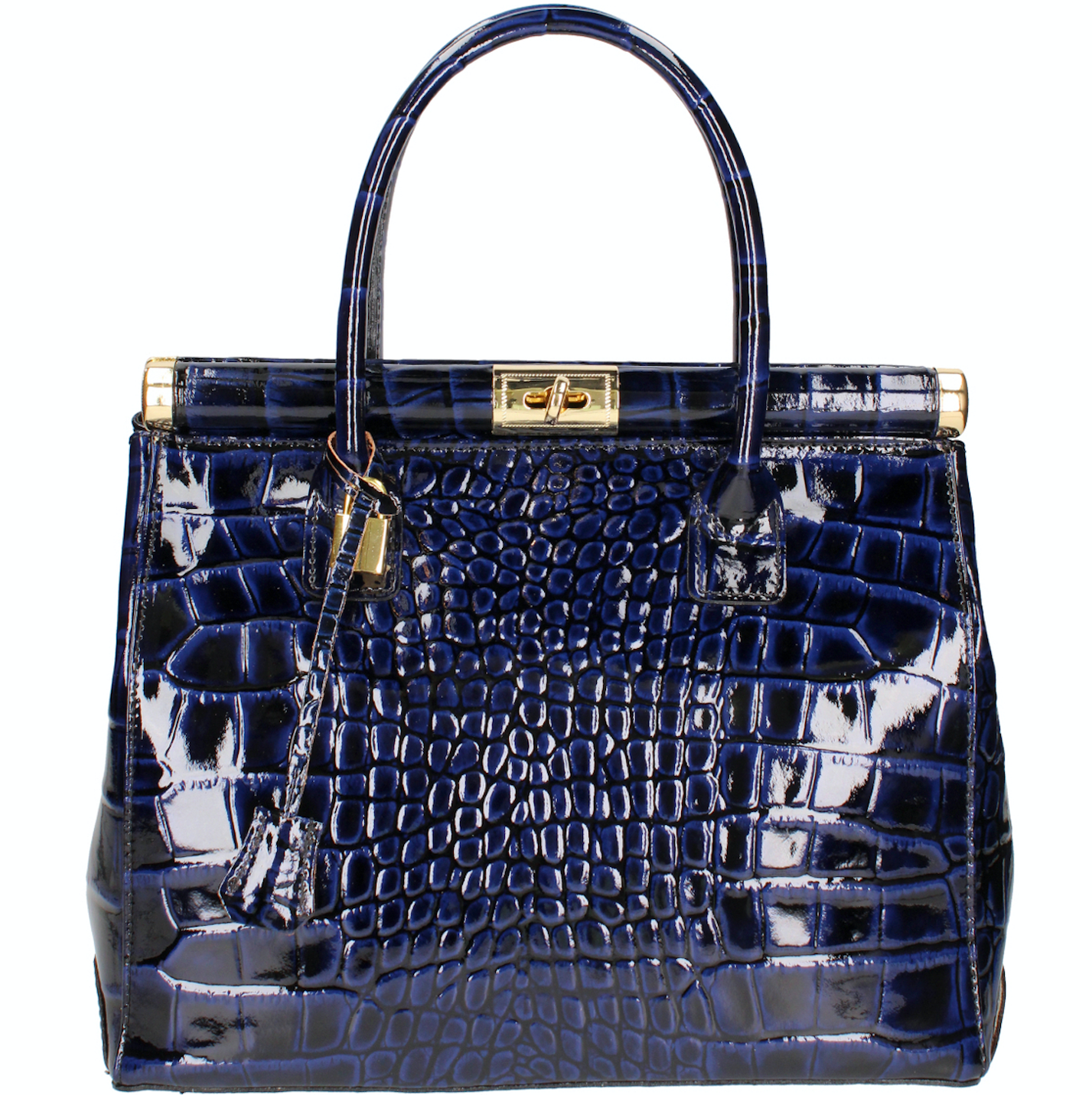 Sac à main en cuir vernis imprimé croco Rafaëlle - Valencia Paris